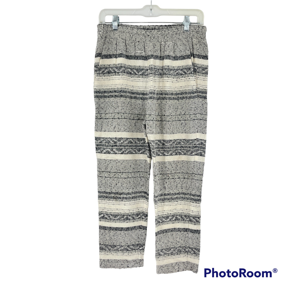 Mara Hoffman Trouser Blue White Striped Woven Tweed Elastic Coverup Pull On S